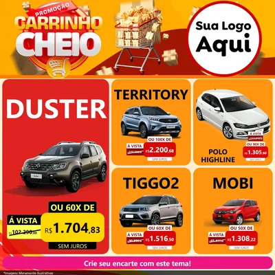 Modelo de Rede Social para Feed Facebook com o tema Promoção carrinho cheio para Concessionaria de Carros