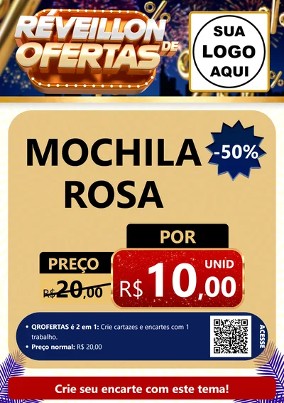 Modelo de Cartaz para Cartaz A4 Vertical com o tema Réveillon de Ofertas para Papelaria