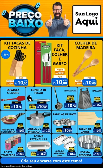 Modelo de Encarte para Encarte Grande com o tema Preço Baixo para Utilidades Domésticas
