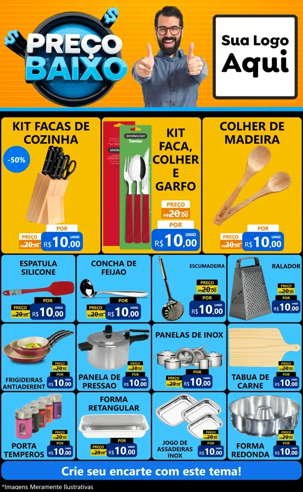 Modelo de Encarte para Encarte Grande com o tema Preço Baixo para Utilidades Domésticas
