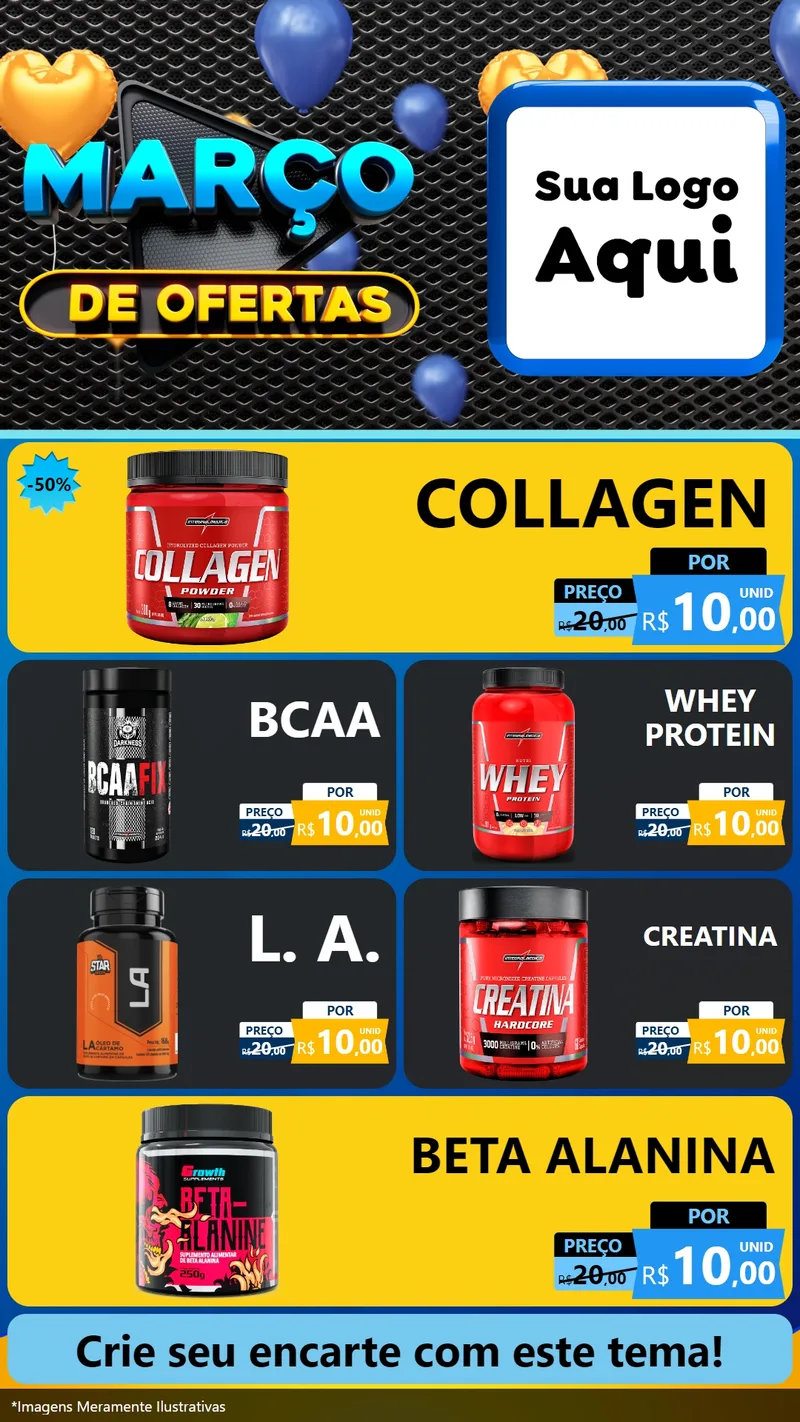 Modelo de TV para TV Vertical com o tema Março de Ofertas para Suplementos alimentares