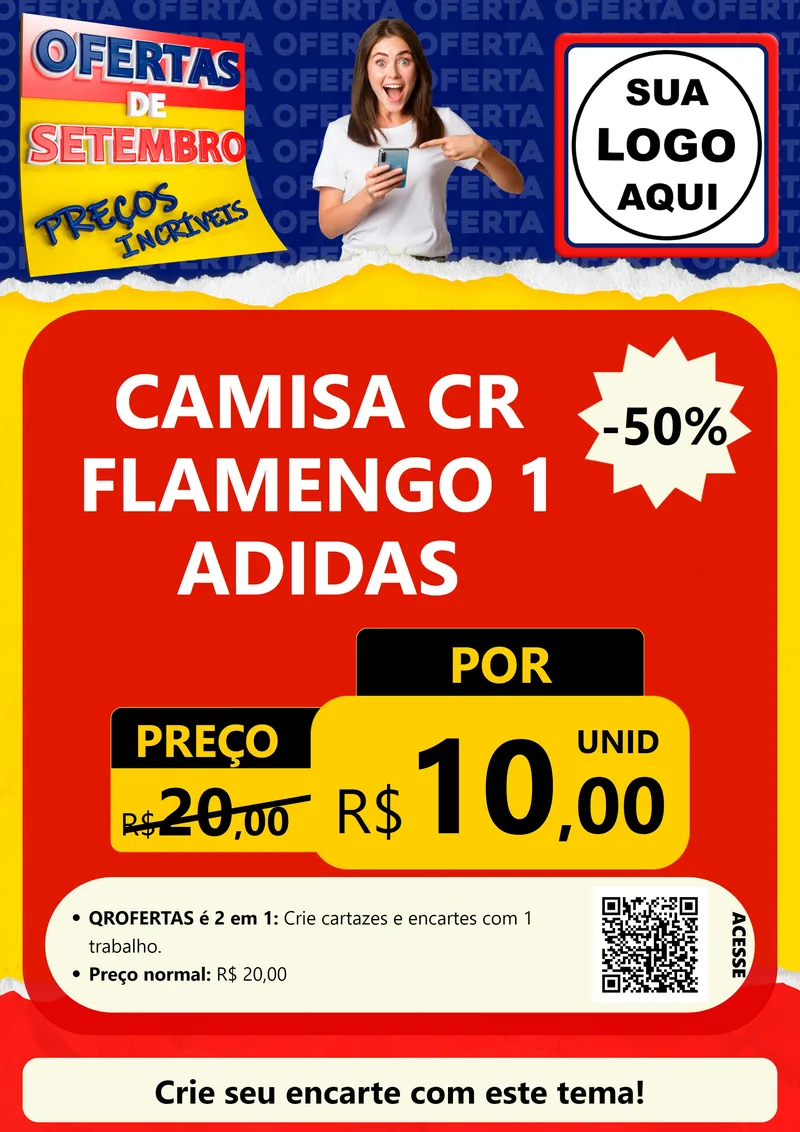 Modelo de Cartaz para Cartaz A4 Vertical com o tema Ofertas de Setembro - Preços Incríveis para Roupas e acessórios