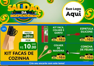 Modelo de Encarte para Encarte A4 Horizontal com o tema Saldão da Indepêndencia para Utilidades Domésticas