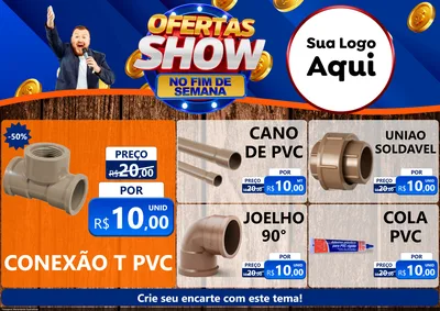 Modelo de Encarte para Encarte A4 Horizontal com o tema Ofertas Show No Fim De Semana para Tubos e conexões