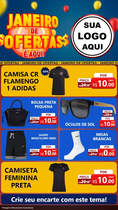 Modelo de TV para TV Vertical com o tema Janeiro de Ofertas É Aqui! para Roupas e acessórios