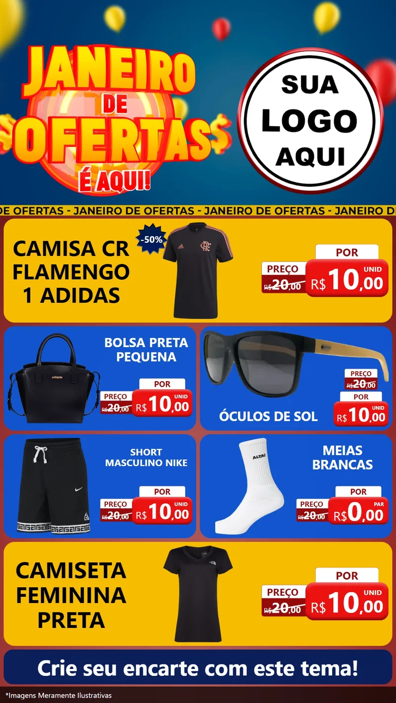 Modelo de TV para TV Vertical com o tema Janeiro de Ofertas É Aqui! para Roupas e acessórios