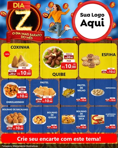 Modelo de Rede Social para Feed Instagram com o tema Dia Z - O Dia Mais Barato Do Mês para Salgadaria