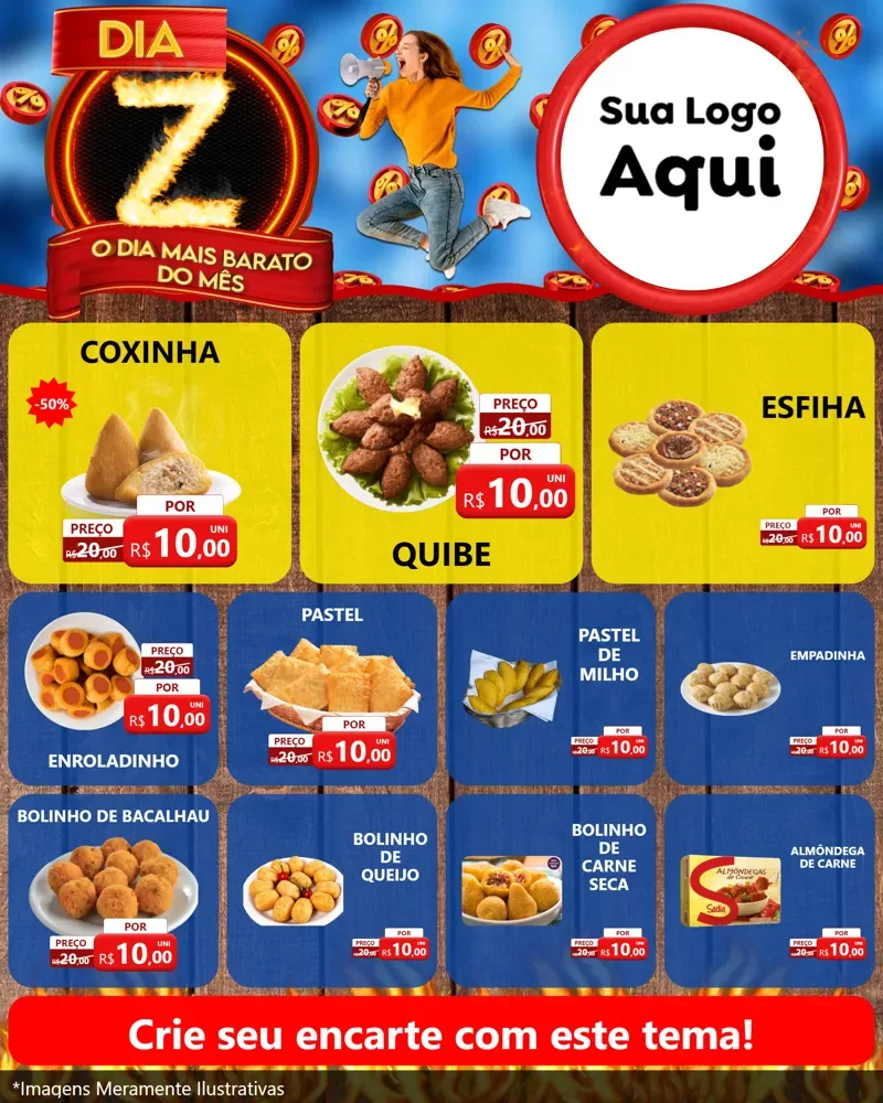 Modelo de Rede Social para Feed Instagram com o tema Dia Z - O Dia Mais Barato Do Mês para Salgadaria