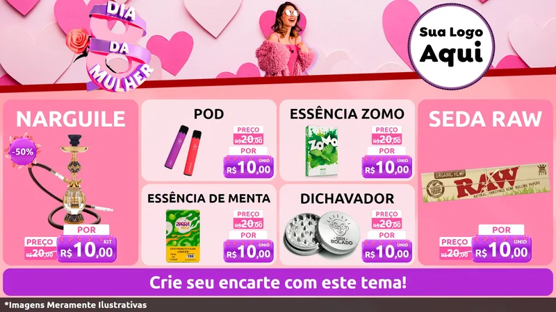 Modelo de TV para TV Horizontal com o tema Dia da Mulher para Tabacaria
