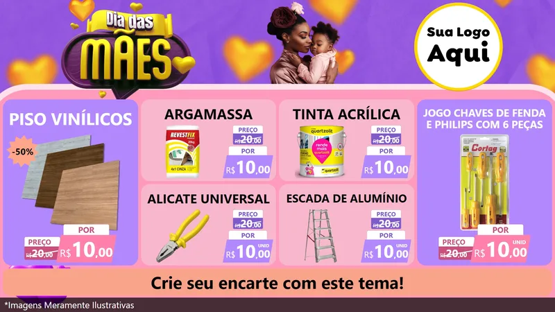 Modelo de TV para TV Horizontal com o tema Dia das Mães para Material para Construção