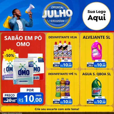 Modelo de Rede Social para Feed Facebook com o tema Oferta Exclusiva, Julho para Produtos de Limpeza