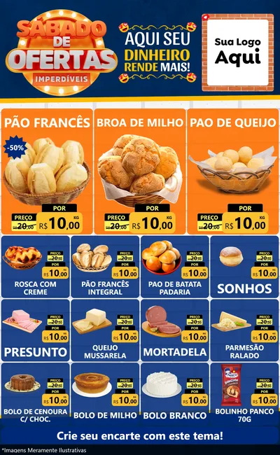 Modelo de Encarte para Encarte Grande com o tema Sábado de Ofertas Imperdíveis para Padaria