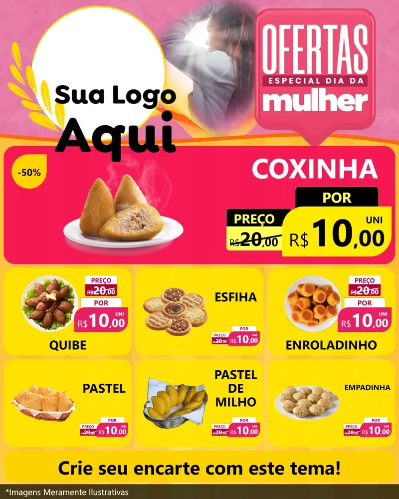 Modelo de Rede Social para Feed Instagram com o tema Ofertas - Especial Dia Das Mulheres para Salgadaria