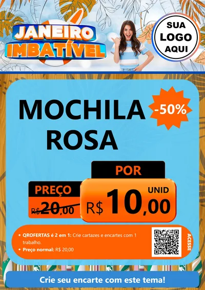 Modelo de Cartaz para Cartaz A4 Vertical com o tema Janeiro Imbatível para Papelaria