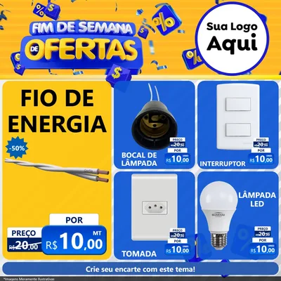 Modelo de Rede Social para Feed Facebook com o tema Fim de Semana de Ofertas para Materiais Elétricos
