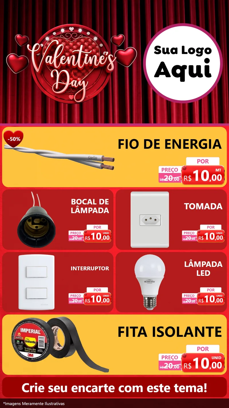 Modelo de TV para TV Vertical com o tema Valentine's Day para Materiais Elétricos