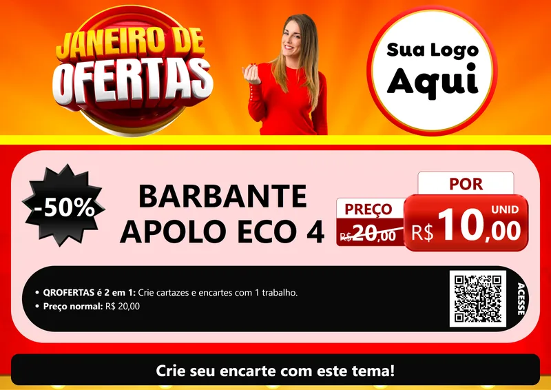 Modelo de Cartaz para Cartaz A4 Horizontal com o tema Janeiro de Ofertas para Armarinho e Aviamentos