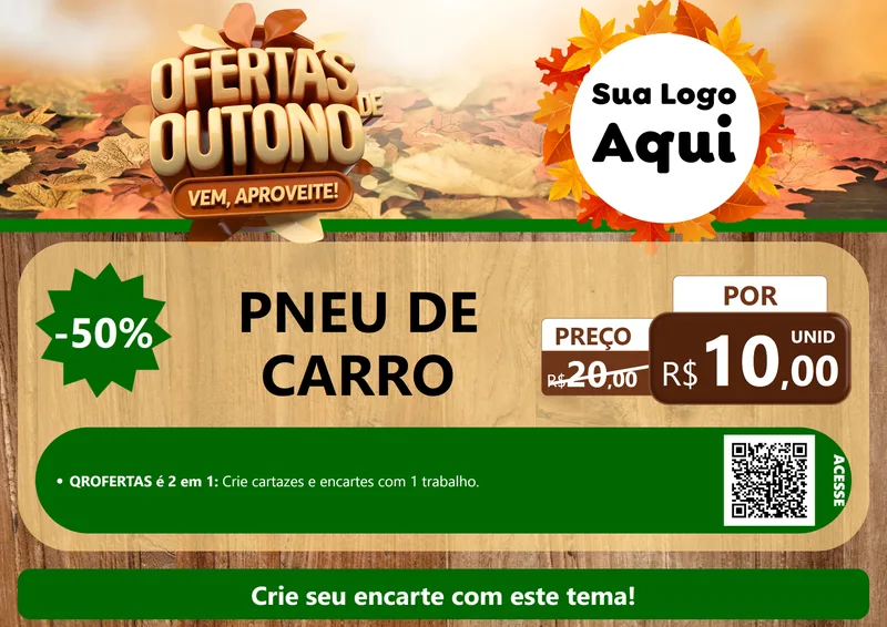 Modelo de Cartaz para Cartaz A4 Horizontal com o tema Ofertas de Outono - Vem, Aproveite! para Auto peças