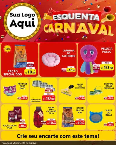 Modelo de Rede Social para Feed Instagram com o tema Esquenta Carnaval para Pet Shop