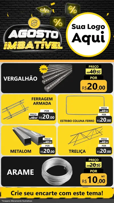 Modelo de TV para TV Vertical com o tema Agosto Imbatível para Ferragens