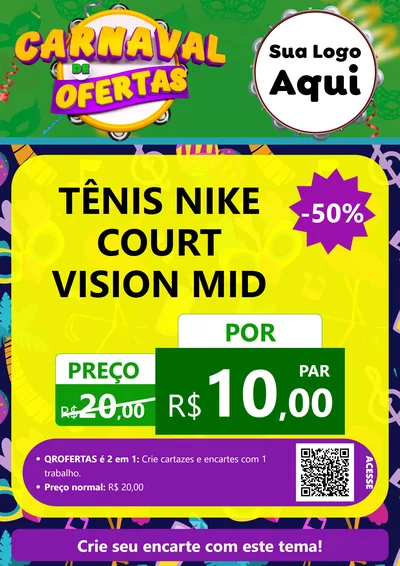 Modelo de Cartaz para Cartaz A4 Vertical com o tema Carnaval de Ofertas para Calçados