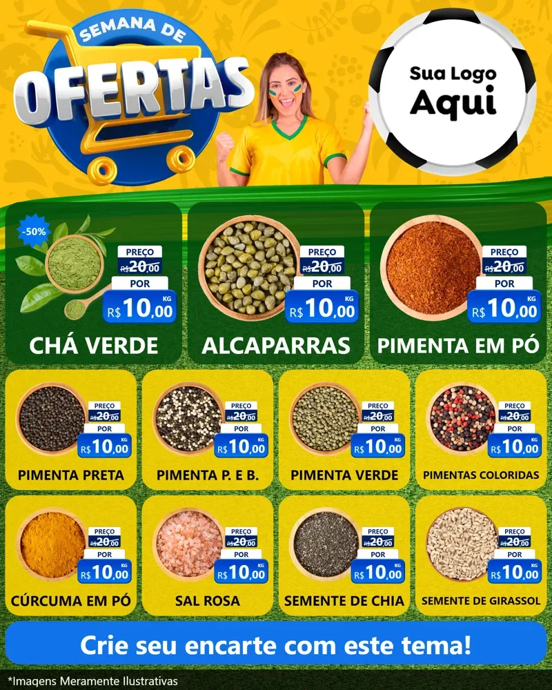 Modelo de Rede Social para Feed Instagram com o tema Semana de Ofertas - Copa para Produtos Naturais