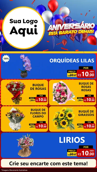 Modelo de TV para TV Vertical com o tema Aniversário para Floricultura e jardim