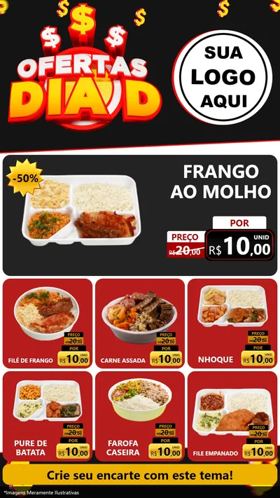Modelo de Rede Social para Stories com o tema Ofertas Dia D para Restaurante