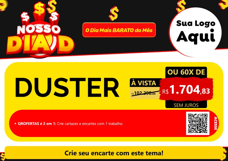 Modelo de Cartaz para Cartaz A4 Horizontal com o tema Nosso Dia D para Concessionaria de Carros