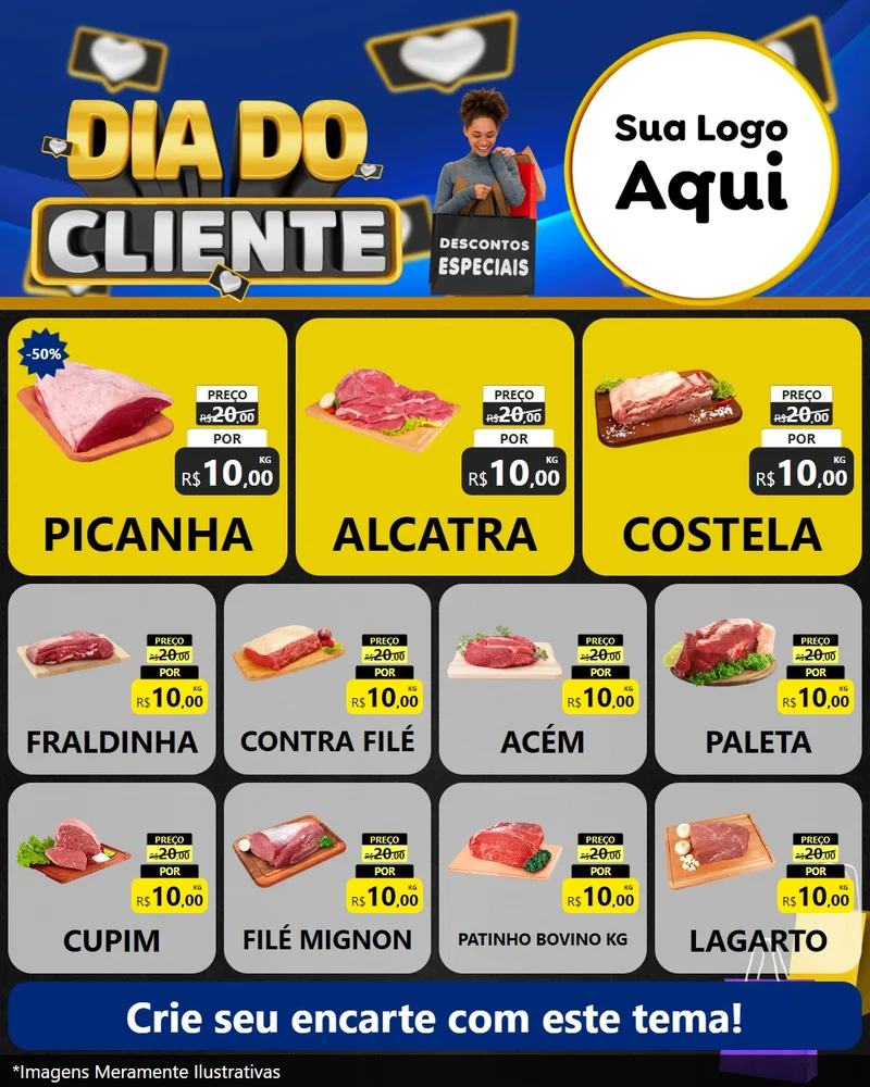 Modelo de Rede Social para Feed Instagram com o tema Dia Do Cliente para Açougue