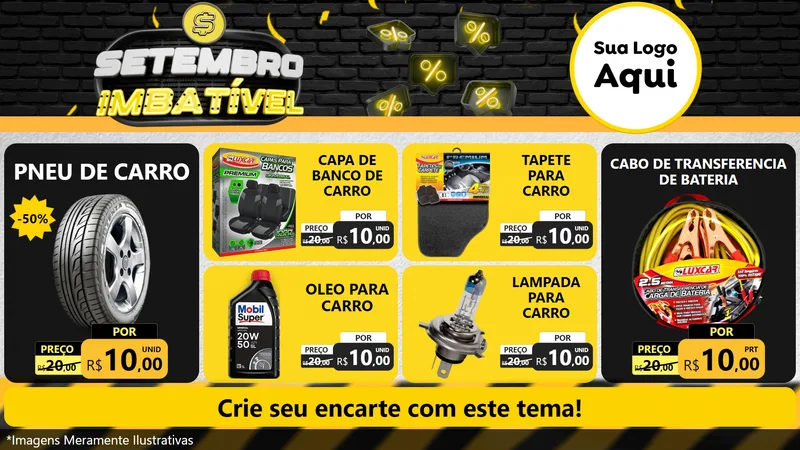 Modelo de TV para TV Horizontal com o tema Setembro Imbatível para Auto peças