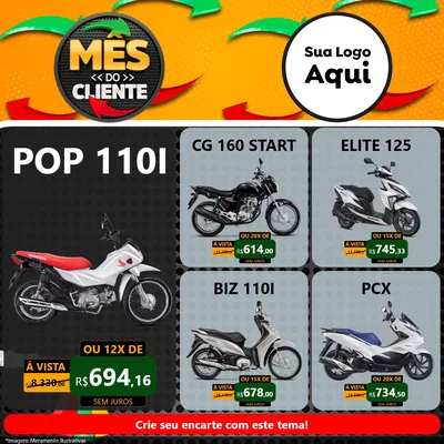 Modelo de Rede Social para Feed Facebook com o tema Mês do Cliente para Concessionaria de Motos