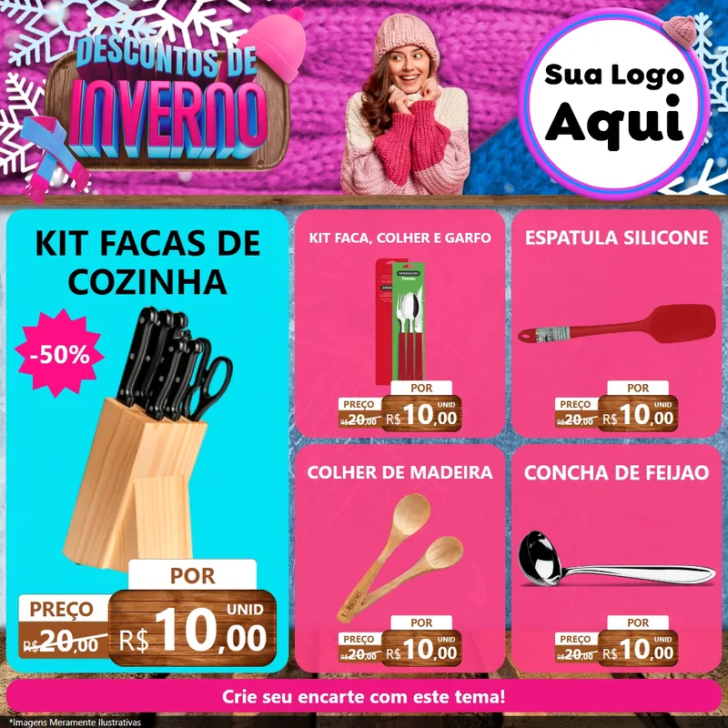 Modelo de Rede Social para Feed Facebook com o tema Descontos de Inverno para Utilidades Domésticas