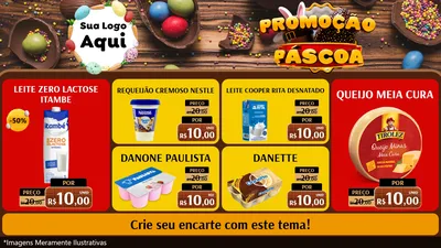 Modelo de TV para TV Horizontal com o tema Promoção Páscoa para Frios e Laticínios