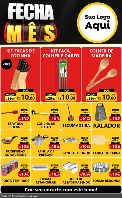 Modelo de Encarte para Encarte Grande com o tema Fecha Mês para Utilidades Domésticas