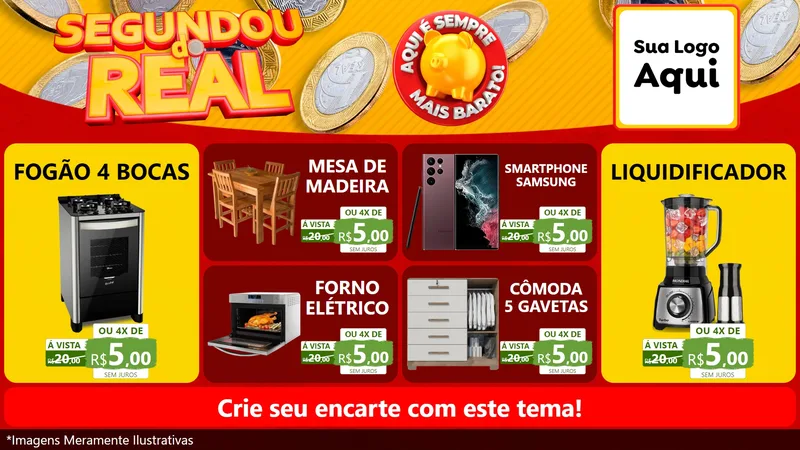 Modelo de TV para TV Horizontal com o tema Segundou do Real para Móveis e Eletro