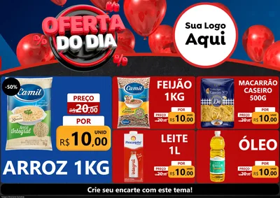 Modelo de Encarte para Encarte A4 Horizontal com o tema Oferta do Dia para Supermercado