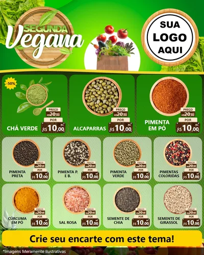 Modelo de Rede Social para Feed Instagram com o tema Segunda Vegana para Produtos Naturais