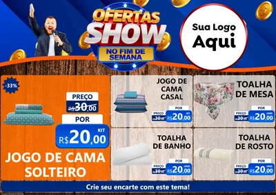 Modelo de Encarte para Encarte A4 Horizontal com o tema Ofertas Show No Fim De Semana para Cama, Mesa e Banho
