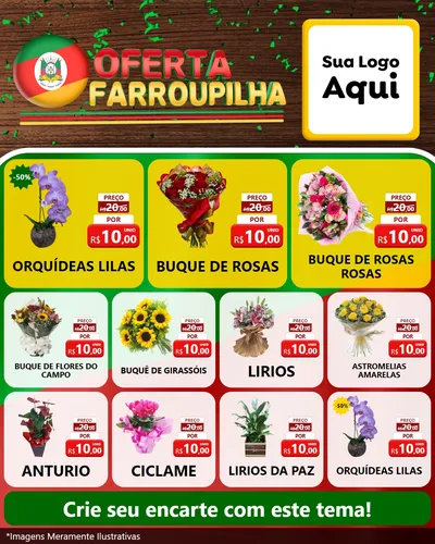 Modelo de Rede Social para Feed Instagram com o tema Oferta Farroupilha para Floricultura e jardim
