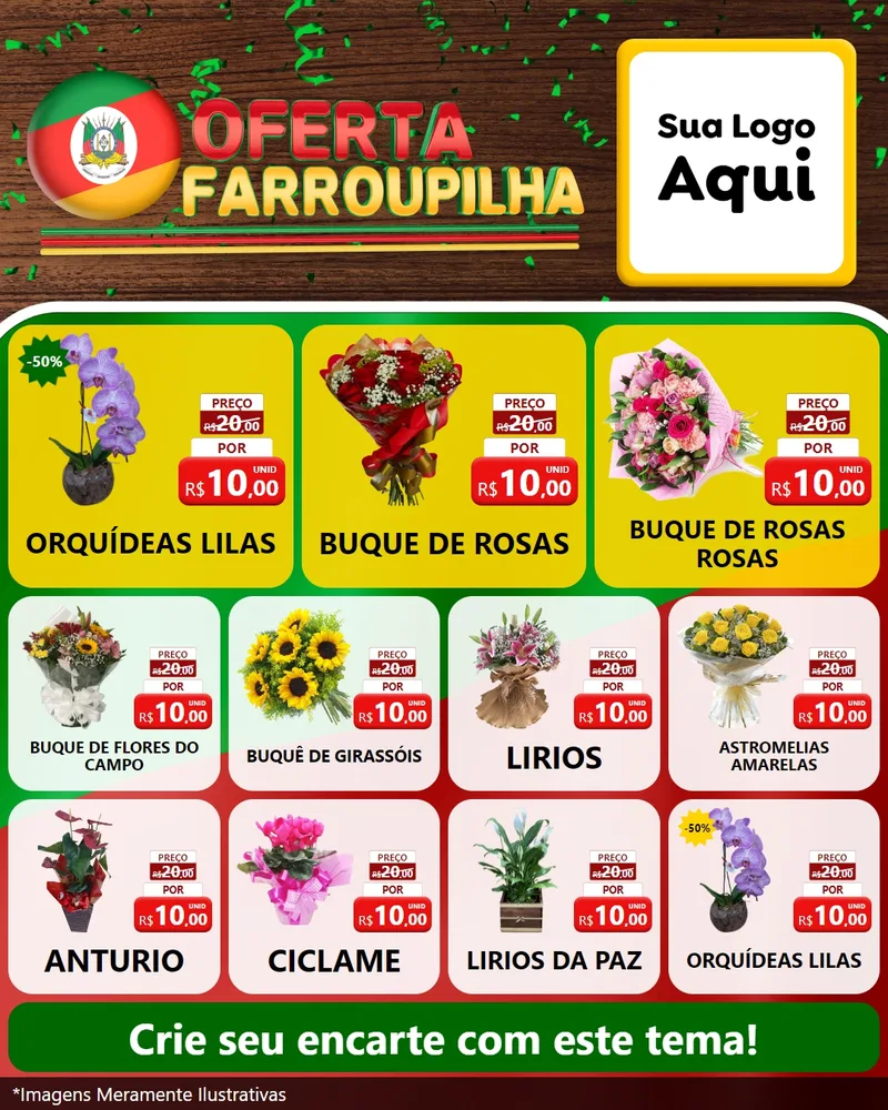 Modelo de Rede Social para Feed Instagram com o tema Oferta Farroupilha para Floricultura e jardim