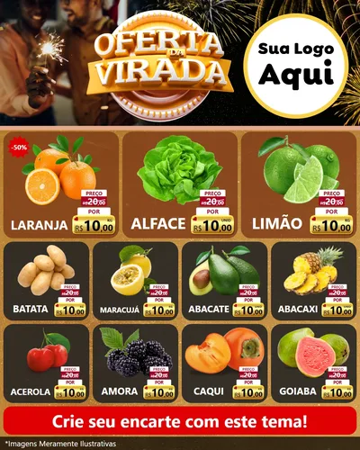 Modelo de Rede Social para Feed Instagram com o tema Oferta da Virada para Hortifrúti