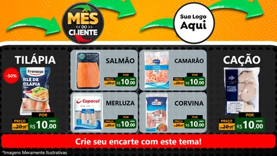 Modelo de TV para TV Horizontal com o tema Mês do Cliente para Peixaria