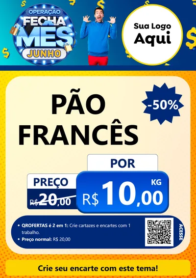 Modelo de Cartaz para Cartaz A4 Vertical com o tema Operação Fecha Mês, Junho para Padaria
