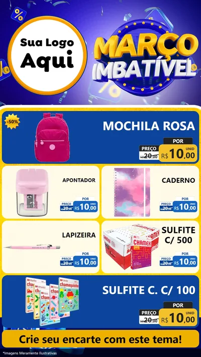 Modelo de TV para TV Vertical com o tema Março Imbatível para Papelaria