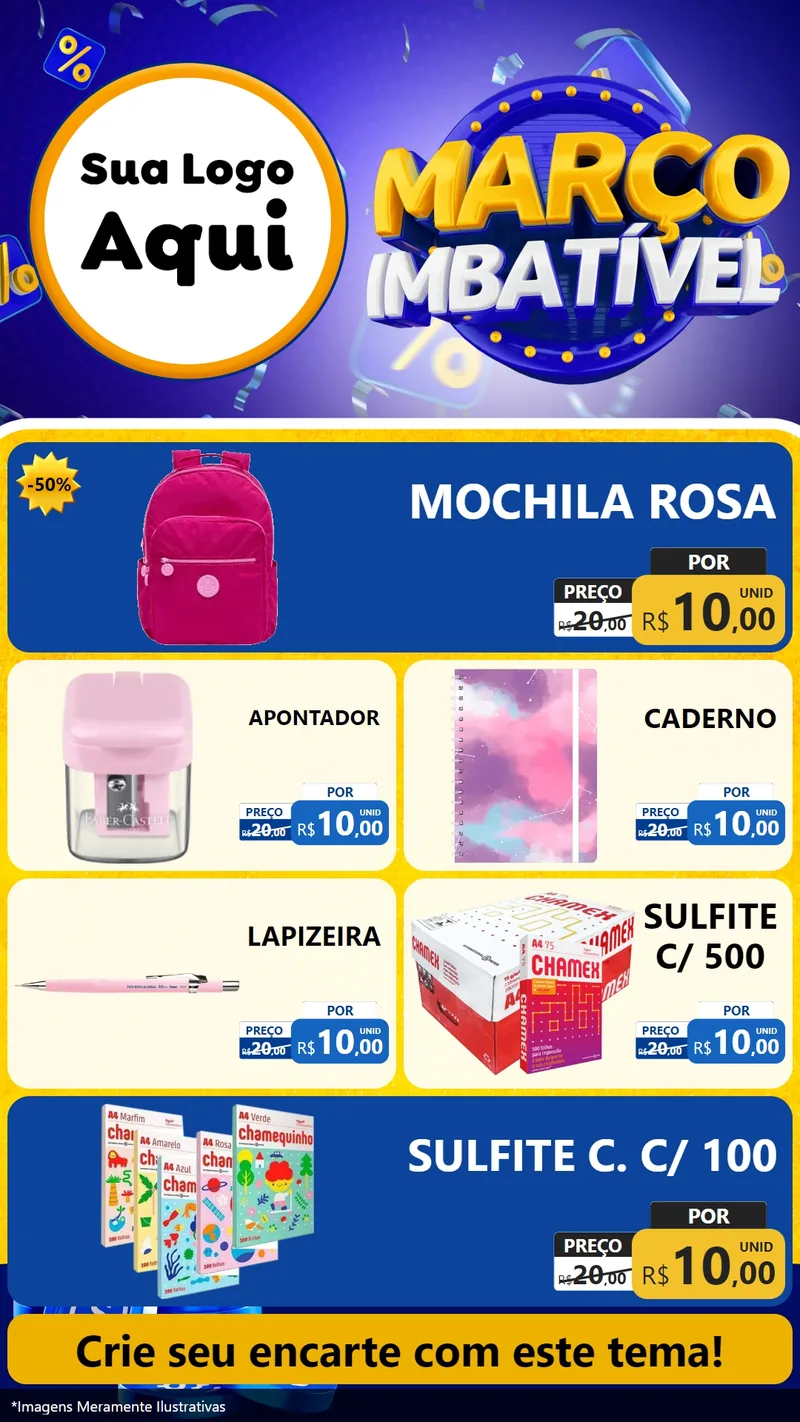 Modelo de TV para TV Vertical com o tema Março Imbatível para Papelaria