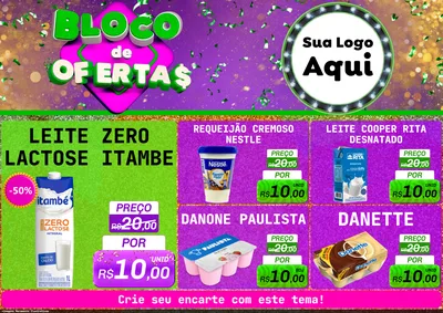 Modelo de Encarte para Encarte A4 Horizontal com o tema Bloco de Ofertas para Frios e Laticínios