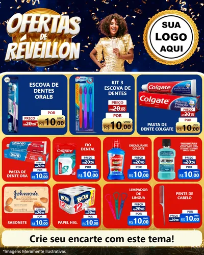 Modelo de Rede Social para Feed Instagram com o tema Ofertas de Réveillon para Higiene Pessoal