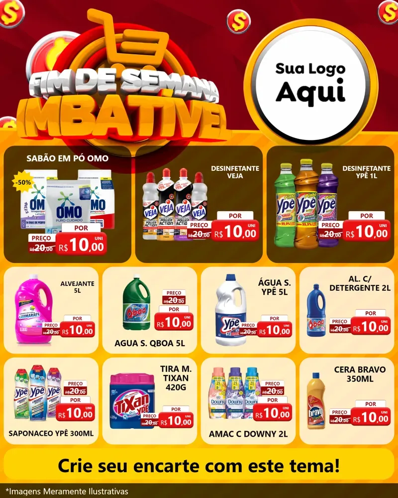 Modelo de Rede Social para Feed Instagram com o tema Fim de Semana Imbatível para Produtos de Limpeza
