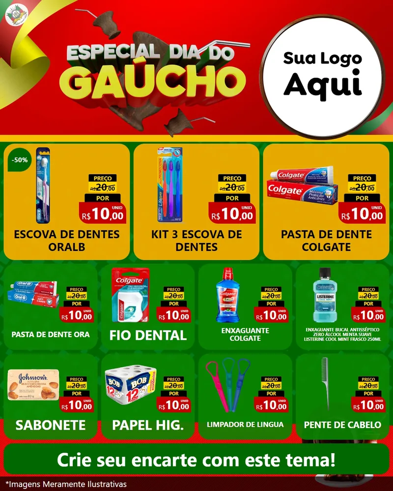 Modelo de Rede Social para Feed Instagram com o tema Especial Dia do Gaúcho para Higiene Pessoal